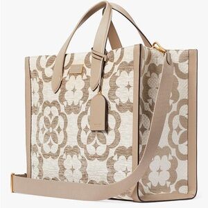 NWT Kate Spade Flower Monogram Manhattan Chenille Large Tote